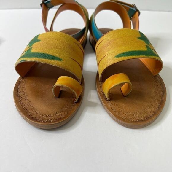 Free People Sun Peaks Leather Sandals Yellow Combo Sz 38 - Picture 8 of 11